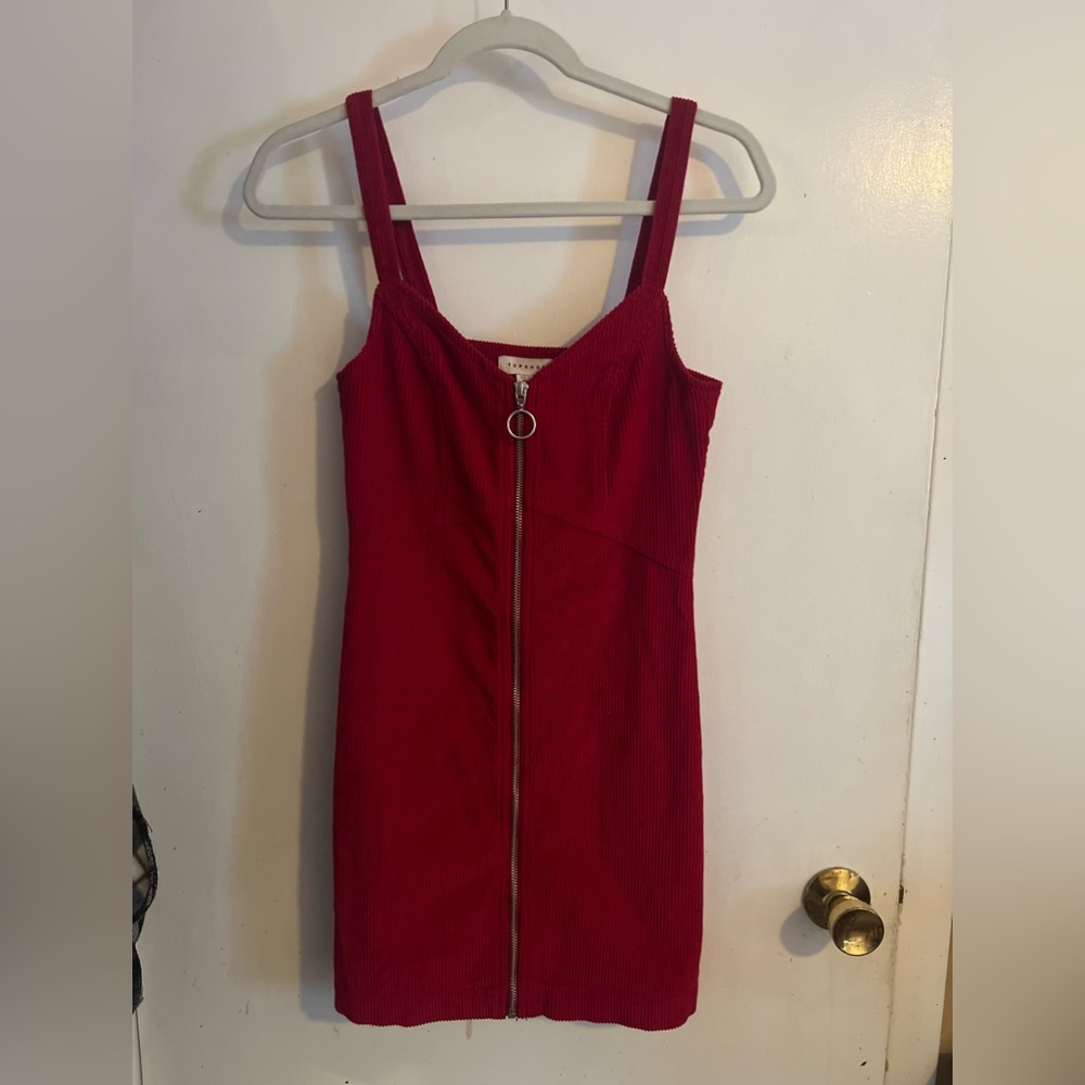 Size 0 top  shop red corduroy zip up dress